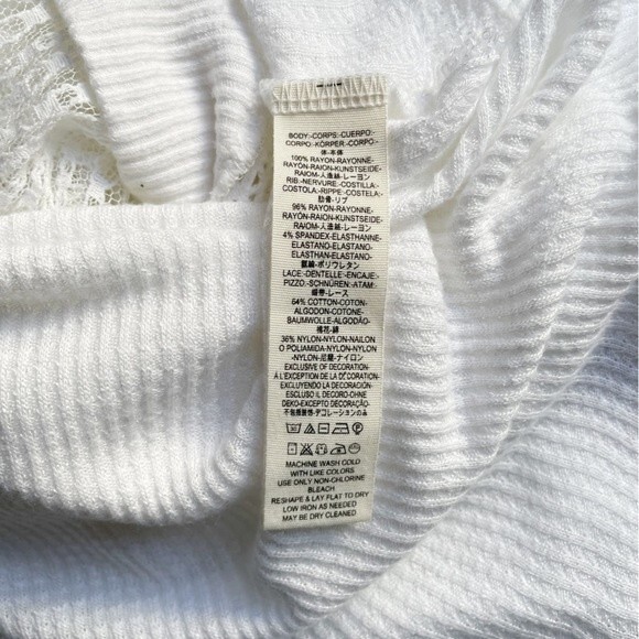 Free People Spring Valley Thermal Tee Lace Inset Oversized Raw Hem Size Small - Picture 9 of 11